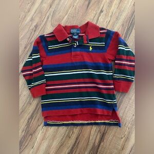 Vintage Polo Ralph Lauren Baby Striped Rugby Long Sleeve Tshirt Size 24M